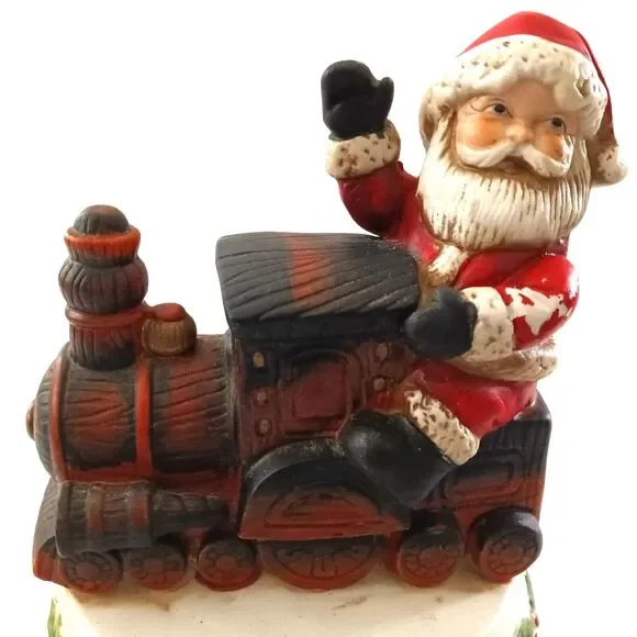 Vintage 1984 Enesco Santa Train Musical Box Ceramic Holiday Christmas Decoration - Picture 3 of 11
